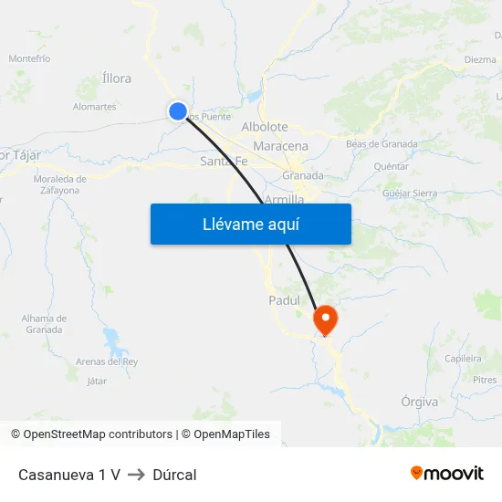 Casanueva 1 V to Dúrcal map