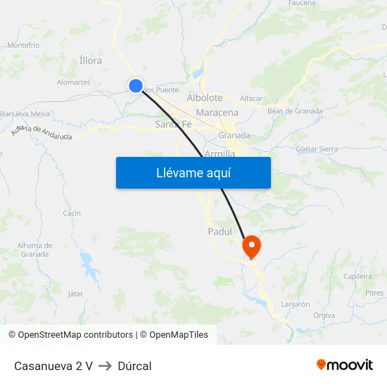 Casanueva 2 V to Dúrcal map
