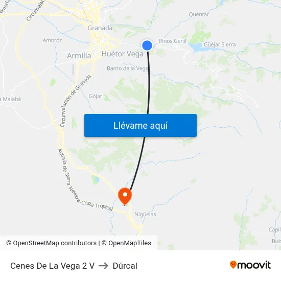 Cenes De La Vega 2 V to Dúrcal map