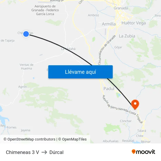 Chimeneas 3 V to Dúrcal map
