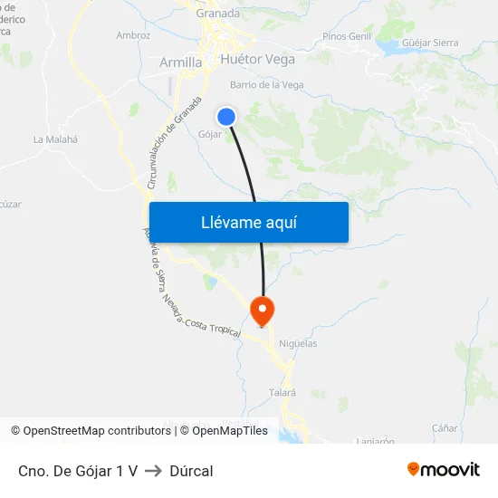 Cno. De Gójar 1 V to Dúrcal map