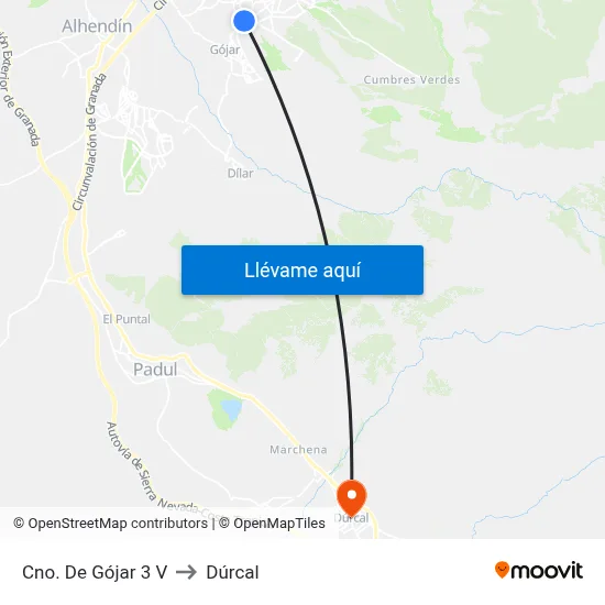 Cno. De Gójar 3 V to Dúrcal map