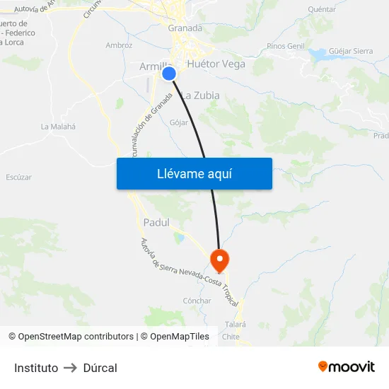 Instituto to Dúrcal map