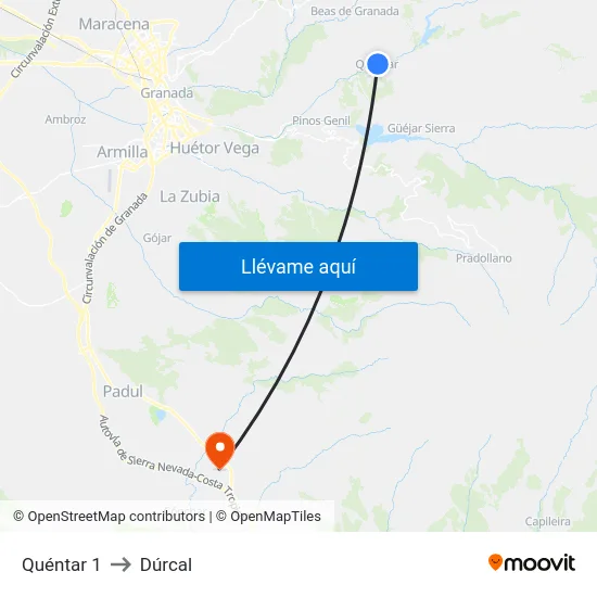 Quéntar 1 to Dúrcal map