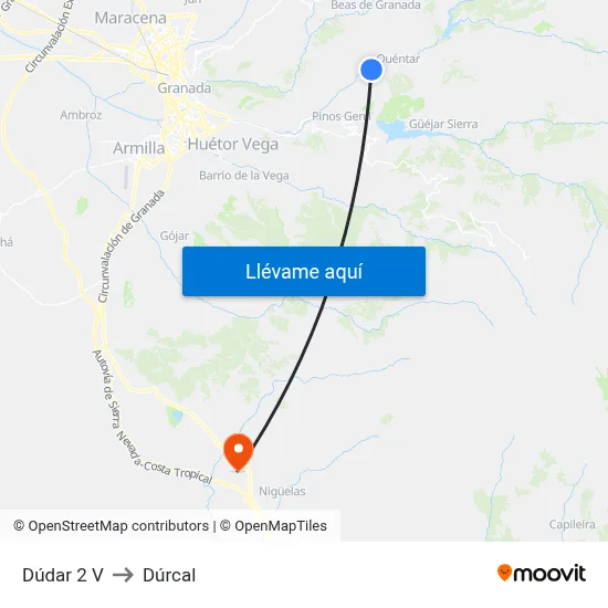 Dúdar 2 V to Dúrcal map
