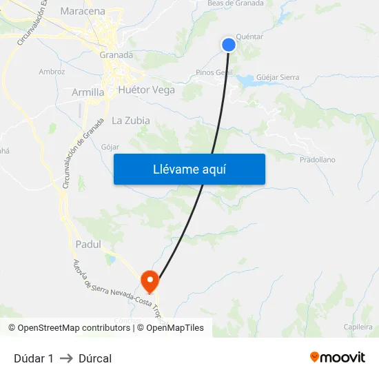 Dúdar 1 to Dúrcal map