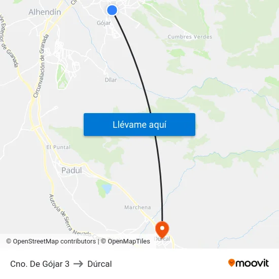 Cno. De Gójar 3 to Dúrcal map