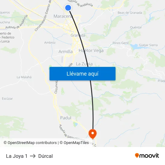 La Joya 1 to Dúrcal map