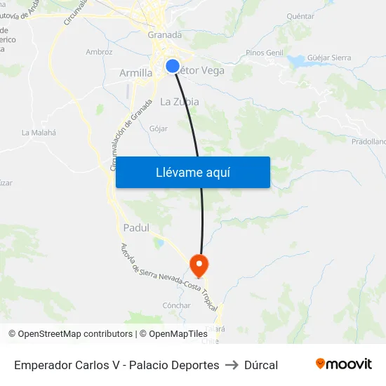 Emperador Carlos V - Palacio Deportes to Dúrcal map