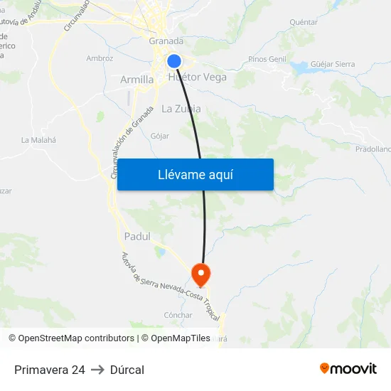 Primavera 24 to Dúrcal map