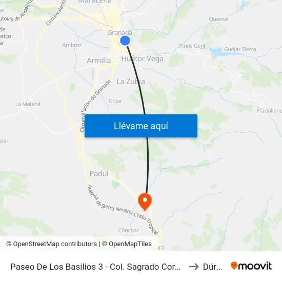 Paseo De Los Basilios 3 - Col. Sagrado Corazón to Dúrcal map