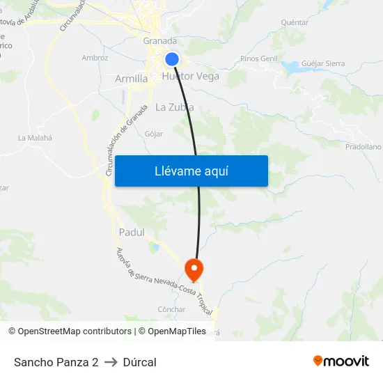 Sancho Panza 2 to Dúrcal map