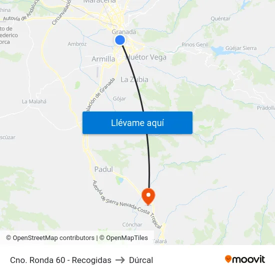 Cno. Ronda 60 - Recogidas to Dúrcal map