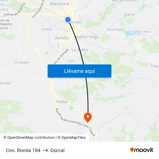 Cno. Ronda 184 to Dúrcal map