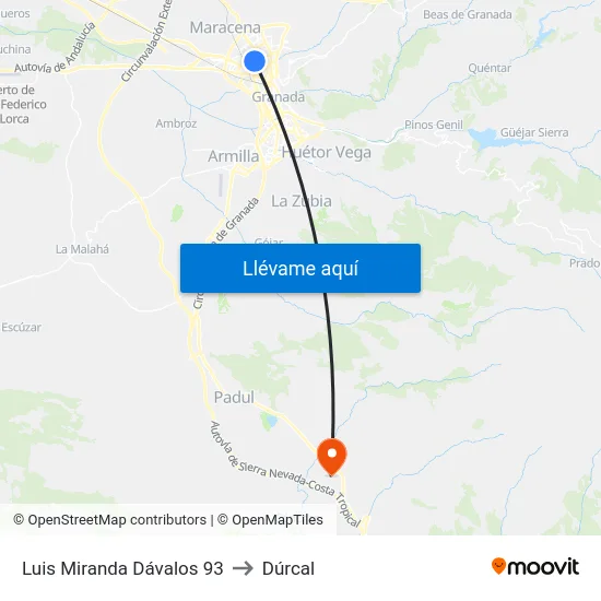 Luis Miranda Dávalos 93 to Dúrcal map