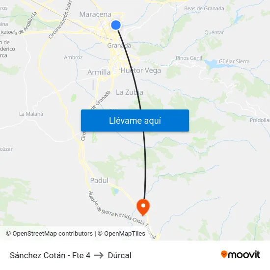 Sánchez Cotán - Fte 4 to Dúrcal map