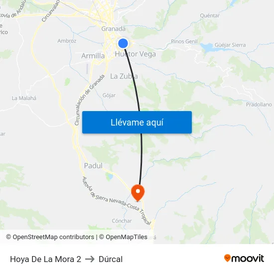Hoya De La Mora 2 to Dúrcal map