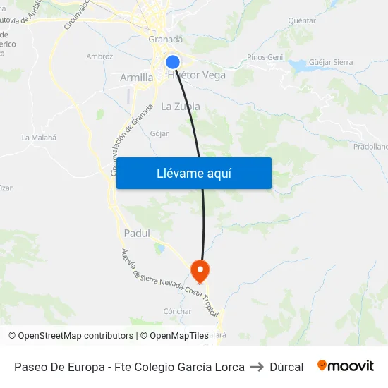 Paseo De Europa - Fte Colegio García Lorca to Dúrcal map