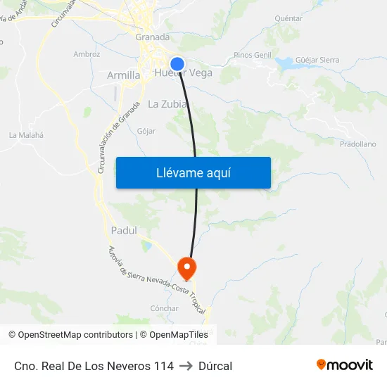 Cno. Real De Los Neveros 114 to Dúrcal map