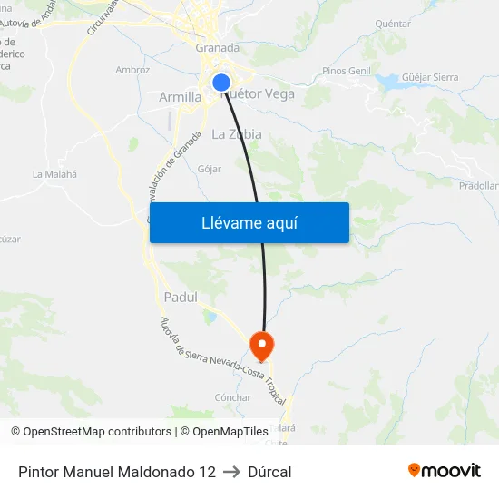 Pintor Manuel Maldonado 12 to Dúrcal map