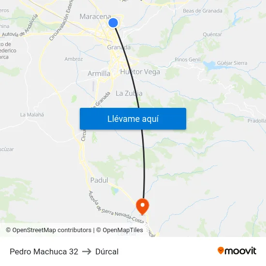 Pedro Machuca 32 to Dúrcal map