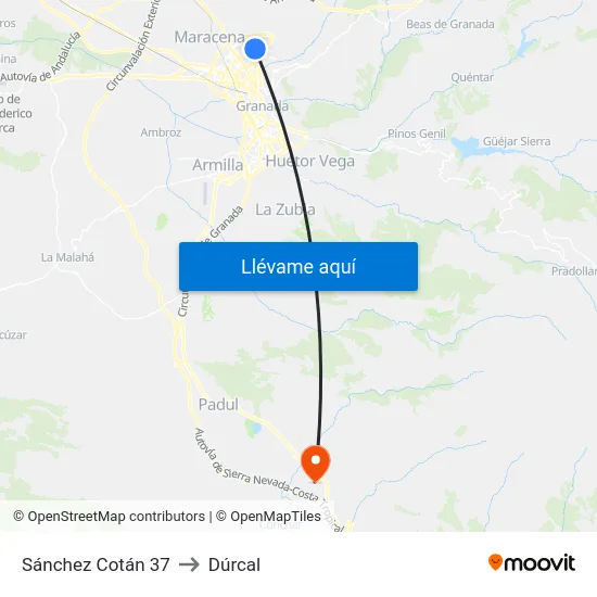 Sánchez Cotán 37 to Dúrcal map