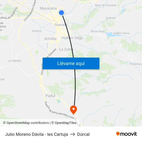 Julio Moreno Dávila - Ies Cartuja to Dúrcal map