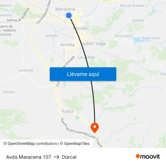 Avda Maracena 107 to Dúrcal map