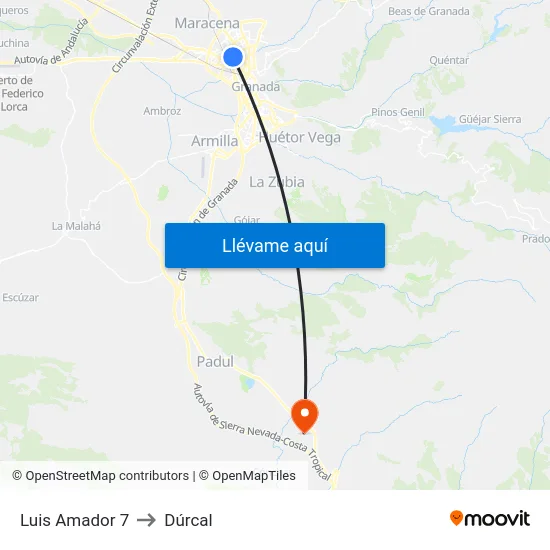Luis Amador 7 to Dúrcal map