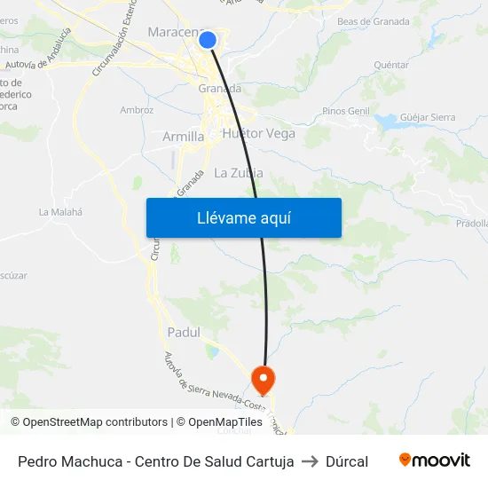 Pedro Machuca - Centro De Salud Cartuja to Dúrcal map