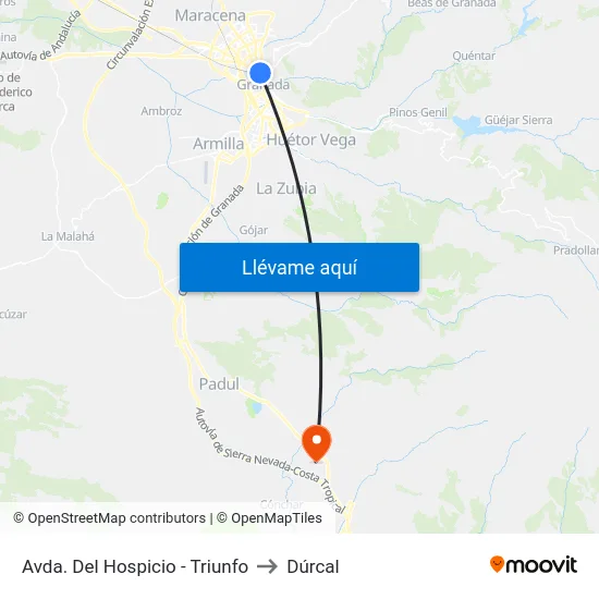 Avda. Del Hospicio - Triunfo to Dúrcal map