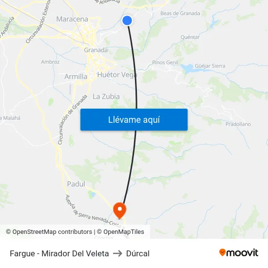 Fargue - Mirador Del Veleta to Dúrcal map