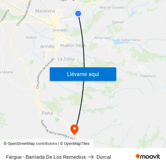 Fargue - Barriada De Los Remedios to Dúrcal map