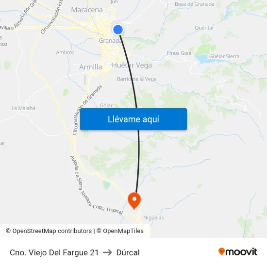 Cno. Viejo Del Fargue 21 to Dúrcal map