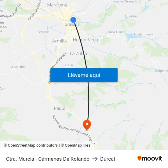 Ctra. Murcia - Cármenes De Rolando to Dúrcal map