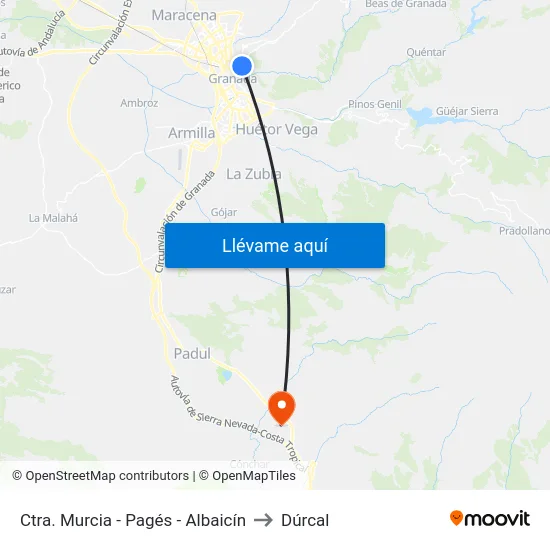Ctra. Murcia - Pagés - Albaicín to Dúrcal map