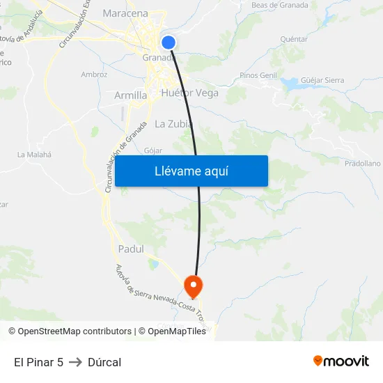 El Pinar 5 to Dúrcal map