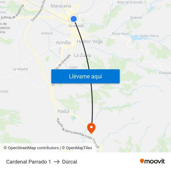 Cardenal Parrado 1 to Dúrcal map