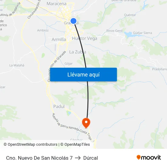 Cno. Nuevo De San Nicolás 7 to Dúrcal map