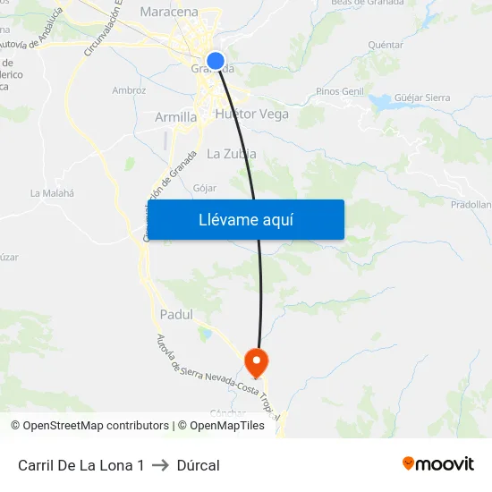 Carril De La Lona 1 to Dúrcal map