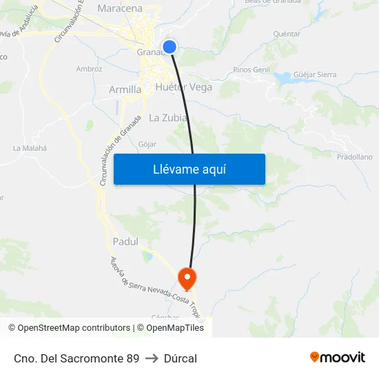 Cno. Del Sacromonte 89 to Dúrcal map