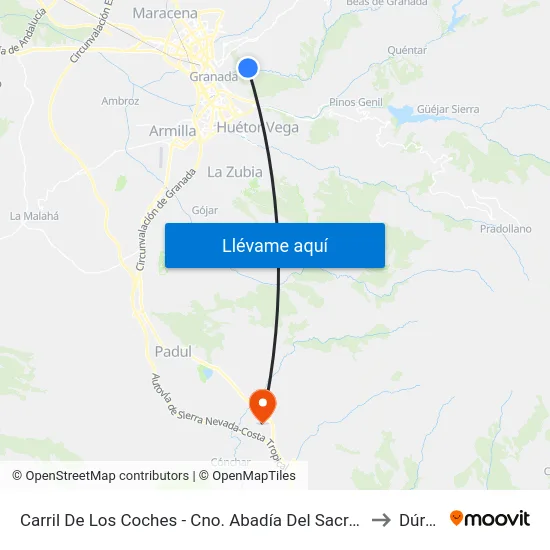 Carril De Los Coches - Cno. Abadía Del Sacromonte to Dúrcal map