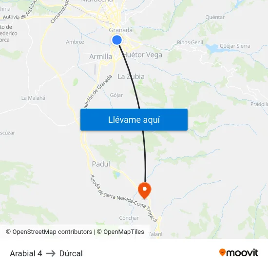 Arabial 4 to Dúrcal map