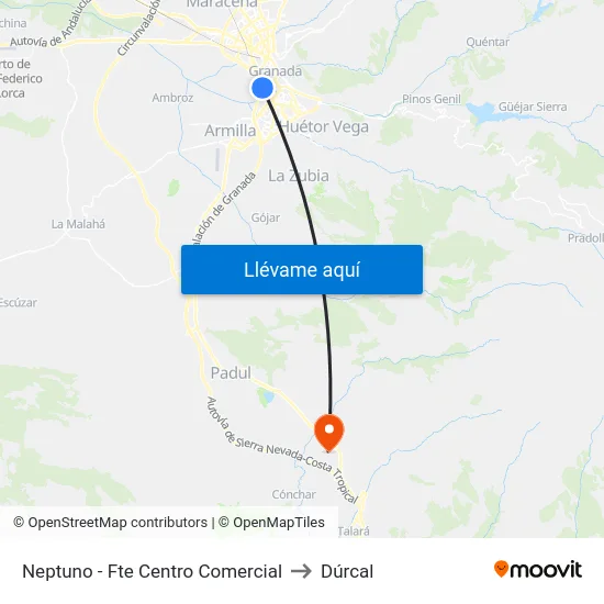 Neptuno - Fte Centro Comercial to Dúrcal map