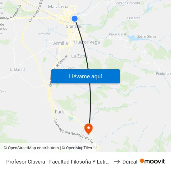 Profesor Clavera - Facultad Filosofía Y Letras to Dúrcal map