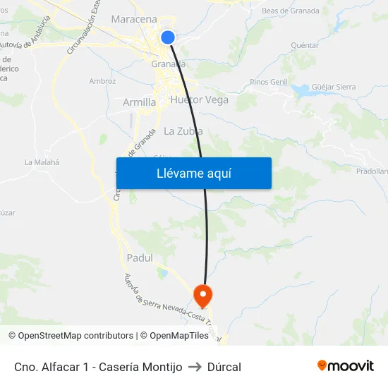 Cno. Alfacar 1 - Casería Montijo to Dúrcal map