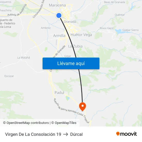 Virgen De La Consolación 19 to Dúrcal map