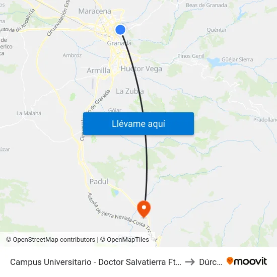 Campus Universitario - Doctor Salvatierra Fte 2 to Dúrcal map