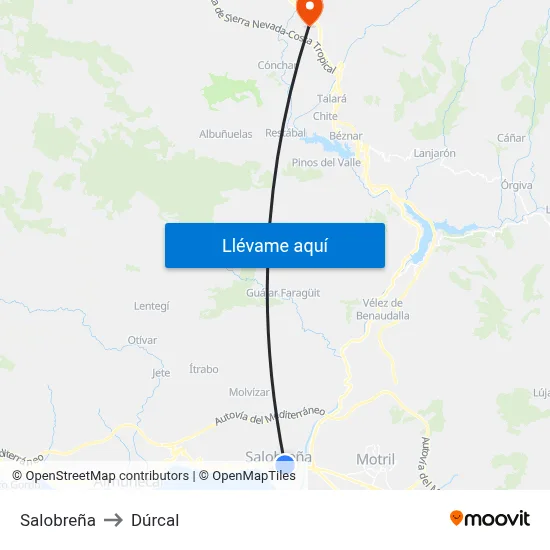 Salobreña to Dúrcal map