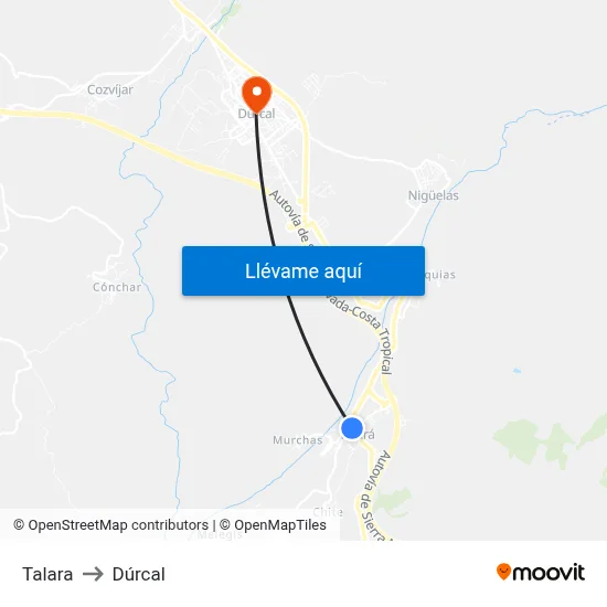 Talara to Dúrcal map